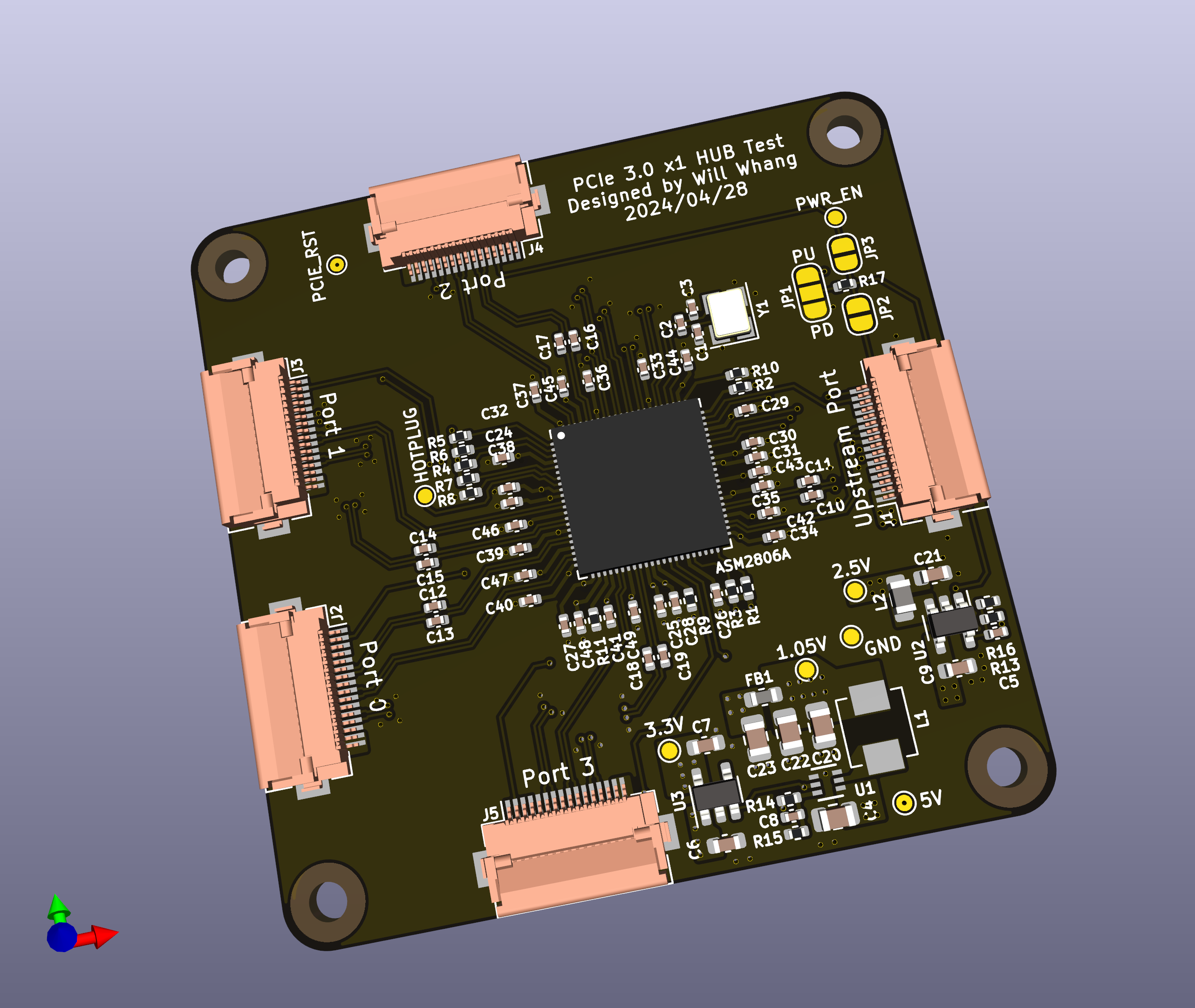 Unfinished PCB for PCIe Hub